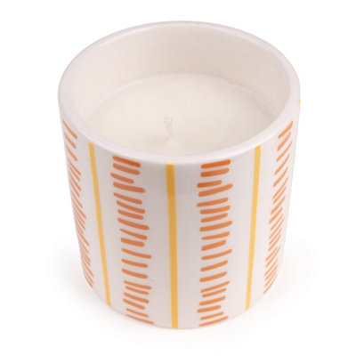Candlelight Garden Yellow, Orange & White Striped Citronella Medium Candle