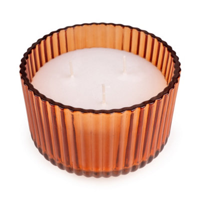 Candlelight Garden Orange Ridged Citronella Large Candle