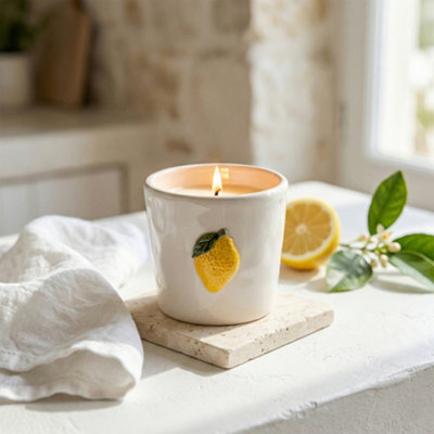 Candlelight White & Yellow Lemon Small Jar Candle