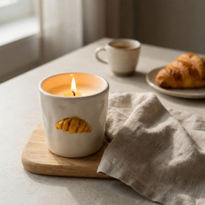 Candlelight White & Beige Croissant Vanilla Butter Cookies Small Jar Candle