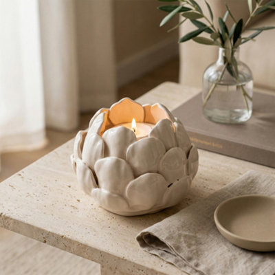 Candlelight Small Cream Artichoke Ceramic Candle Holder