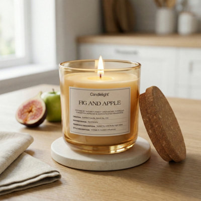 Candlelight White Cork Lid Fig & Apple Small Jar Candle
