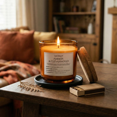 Candlelight Amber Cork Lid Amber & Cedarwood Small Jar Candle