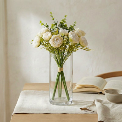 Candlelight Cream Ranunculus Bunch Artificial Flower (H) 340Mm