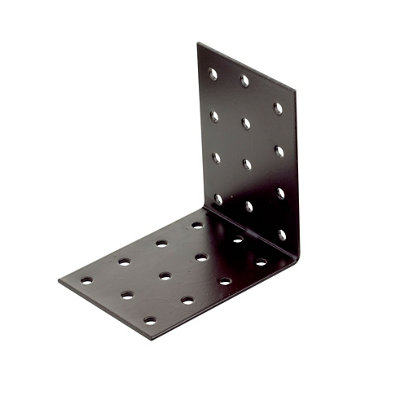 Abru Brown Powder-Coated Steel Perforated Angle Bracket (H)60Mm (W)80Mm (L)80Mm
