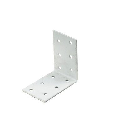 Abru Silver Effect Powder-Coated Steel Perforated Angle Bracket (H)40Mm (W)60Mm (L)60Mm