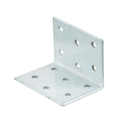 Abru Chrome Effect Powder-Coated Steel Perforated Angle Bracket (H)60Mm (W)40Mm (L)40Mm