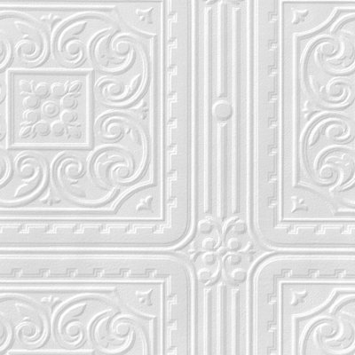 Anaglypta Luxury Turner White Tile Textured Wallpaper