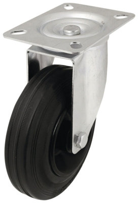 B&Q Unbraked Heavy Duty Swivel Castor Wc49, (Dia)125Mm (H)155Mm (Max. Weight)100Kg