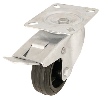 B&Q Braked Heavy Duty Swivel Castor Wc50, (Dia)80Mm (H)107Mm (Max. Weight)70Kg