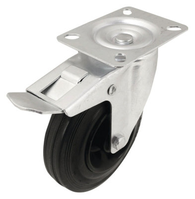 B&Q Braked Heavy Duty Swivel Castor Wc52, (Dia)125Mm (H)155Mm (Max. Weight)100Kg