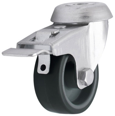 B&Q Braked Light Duty Swivel Castor Wc60, (Dia)50Mm (H)69Mm (Max. Weight)30Kg