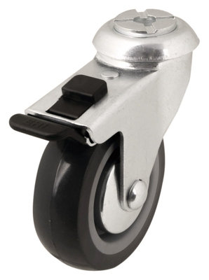 B&Q Braked Medium Duty Swivel Castor Wc64, (Dia)75Mm (H)100Mm (Max. Weight)55Kg
