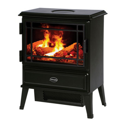 Dimplex Optimyst 2000W Matt Black Cast Iron Effect Electric Stove (H)620Mm (W)480Mm