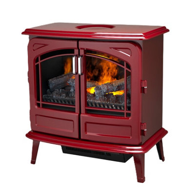 Dimplex Optimyst Grand 2000W Gloss Rouge Cast Enamel Effect Electric Stove (H)660Mm (W)620Mm