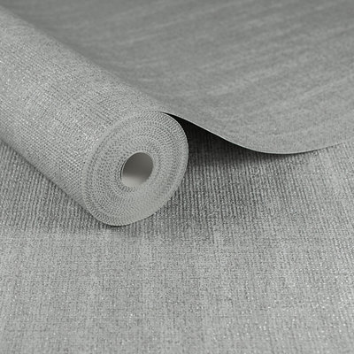Boutique Chenille Silver Effect Textured Wallpaper