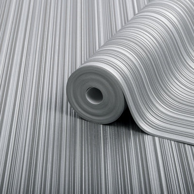 Boutique Palma Ice Striped Metallic Effect Contemporary Embossed Wallpaper