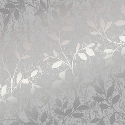 Superfresco Milan Grey Silver Effect Trail Smooth Wallpaper
