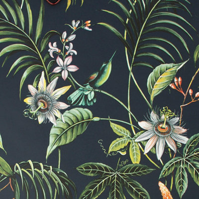 Superfresco Easy Adilah Black Leaves Smooth Wallpaper