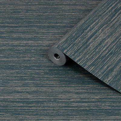 Boutique Gilded Texture Emerald Copper Effect Grasscloth Textured Wallpaper