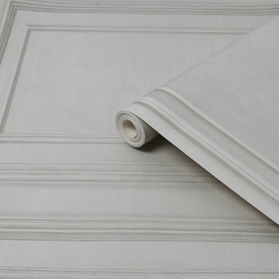 Fresco Neutral Wood Panelling Smooth Wallpaper