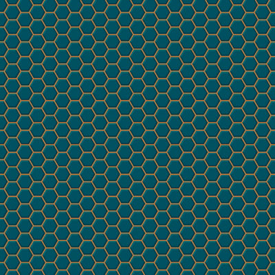 Contour Teal Tile Effect Hexagon Lattice Textured Wallpaper