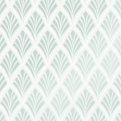 Laura Ashley Florin Duck Egg Geometric Smooth Wallpaper