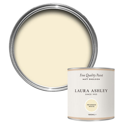 Laura Ashley Primrose White Matt Emulsion Paint, 100Ml