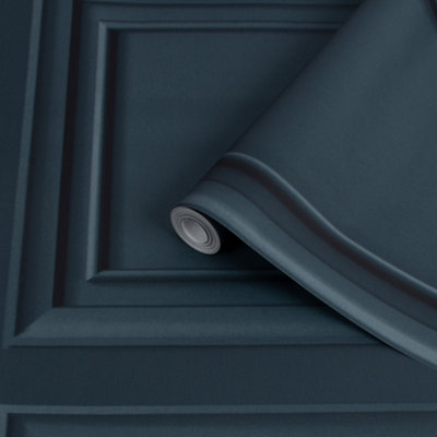 Superfresco Easy Navy Wood Effect Panel Smooth Wallpaper