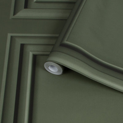 Superfresco Easy Khaki Wood Effect Panel Smooth Wallpaper