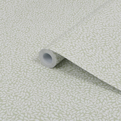 Laura Ashley Little Vines Hedgerow Leaf Smooth Wallpaper Sample