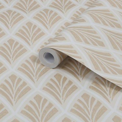 Laura Ashley Florin Gold Effect Geometric Smooth Wallpaper Sample