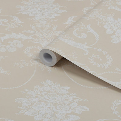 Laura Ashley Josette Linen Damask Smooth Wallpaper Sample