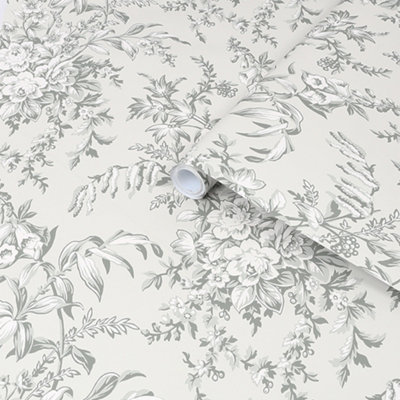 Laura Ashley Picardie Sage Floral Smooth Wallpaper Sample