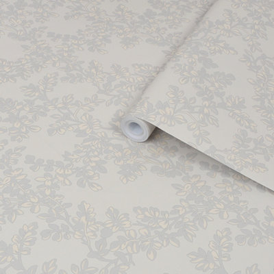 Laura Ashley Burnham Dove Grey Trail Smooth Wallpaper Sample