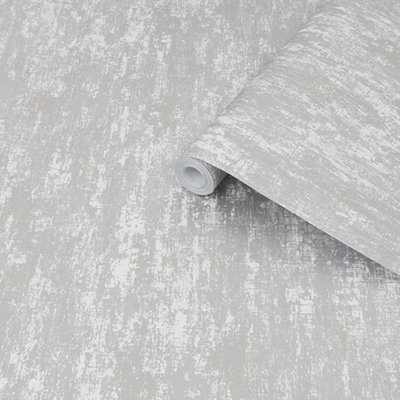 Laura Ashley Whinfell Silver Metallic Effect Industrial Smooth Wallpaper Sample