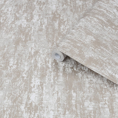 Laura Ashley Whinfell Champagne Metallic Effect Industrial Smooth Wallpaper Sample