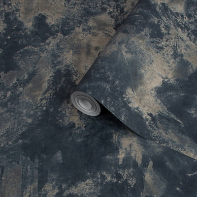 Boutique Navy Concrete Effect Textured Wallpaper
