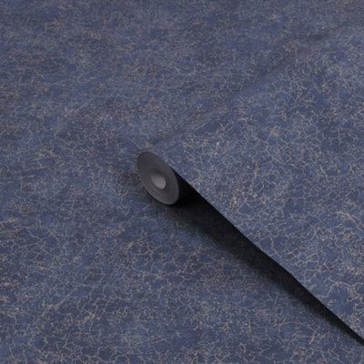 Boutique Blue Metallic Effect Textured Wallpaper