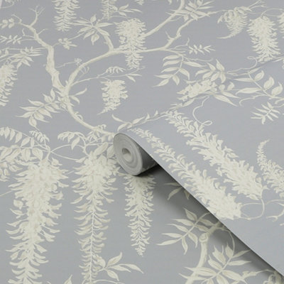 Next Wisteria Trails Grey Smooth Wallpaper