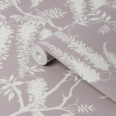 Next Wisteria Trails Mauve Smooth Wallpaper