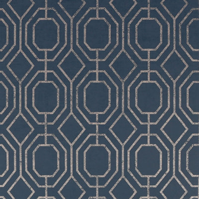 B&Q Luxe Geo Navy Smooth Wallpaper Sample