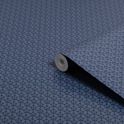 Laura Ashley Seaham Blue Motif Smooth Wallpaper Sample