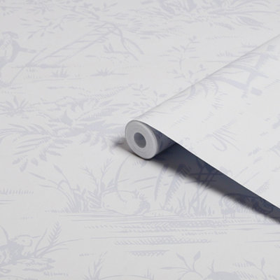Laura Ashley Toile De Jouy Grey Classical Smooth Wallpaper Sample
