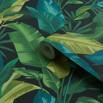 Envy Twilight Leaf It Out Tropical Smooth Wallpaper
