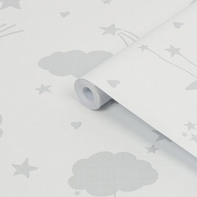 Next Moon & Stars Grey Smooth Wallpaper Sample