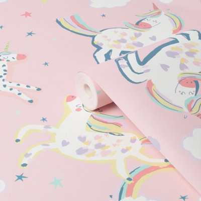 Next Party Unicorn Pink Smooth Wallpaper Sample