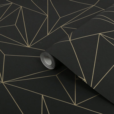 Next Scatter Geo Black Metallic Effect Smooth Wallpaper Sample