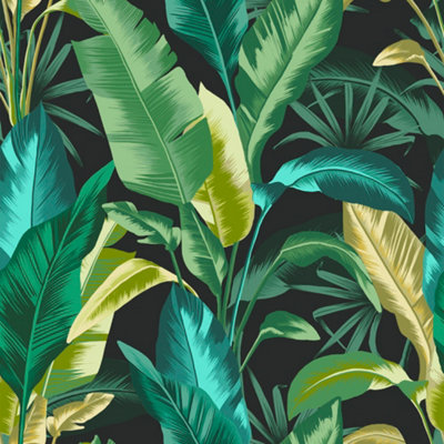 Envy Leaf It Out Twilight Tropical Smooth Wallpaper Sample