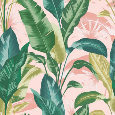 Envy Sunrise Leaf It Out Tropical Smooth Wallpaper Sample